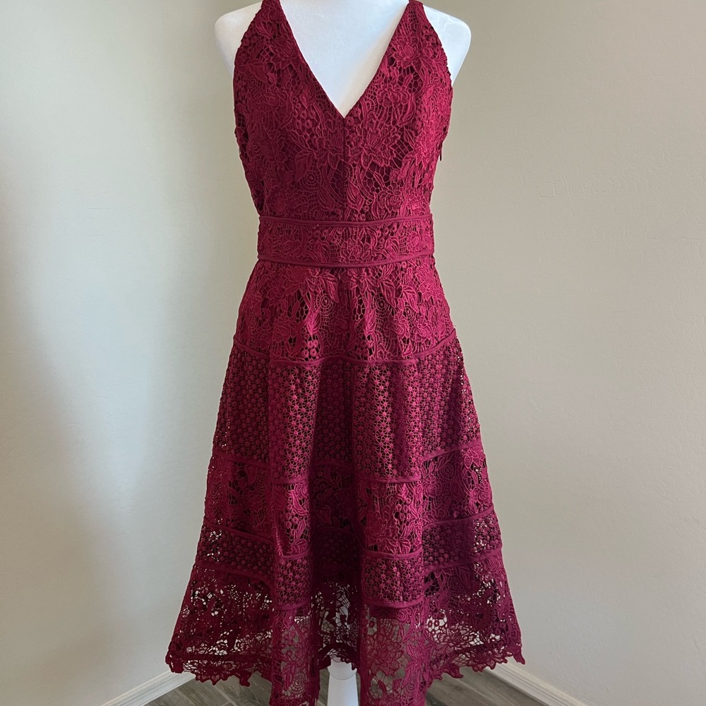 Adelyn Rae Lace Maroon Dress